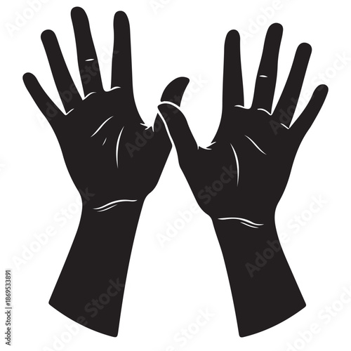 Black Silhouette of Hands Forming Letter W on White Background