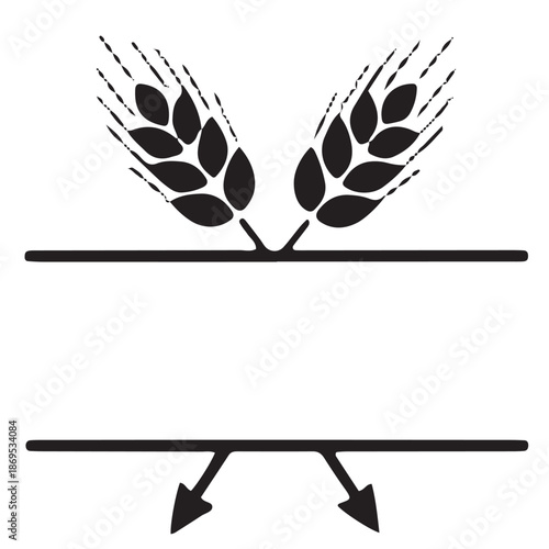 Wheat Stalks with Decorative Lines and Arrows