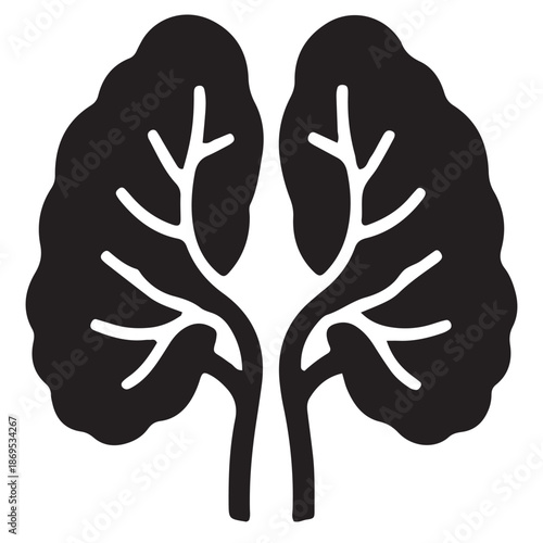 Stylized Black and White Graphic of Lungs or Leaves