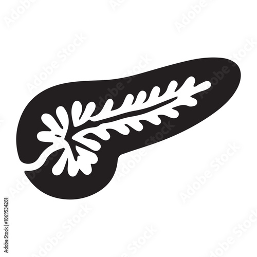 Stylized Black and White Silhouette of a Pancreas