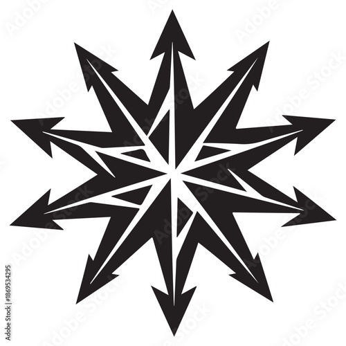 Black Arrow Starburst on White Background