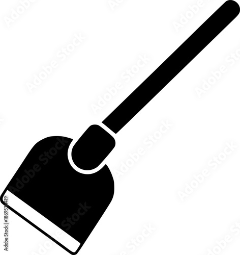 Garden Hoe Silhouette – Black Vector Illustration, Gardening Tool, Farming Equipment, Digging Tool, Agriculture, Outdoor Work, Simple Clipart, Editable Vector Design.