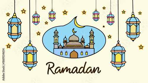 Celebrating ramadan with hanging lanterns