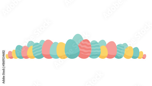 Colorful Easter Eggs Border Decoration Festive Spring Holiday, Generative AI.