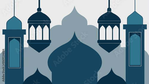 Silhouette of mosque with minarets