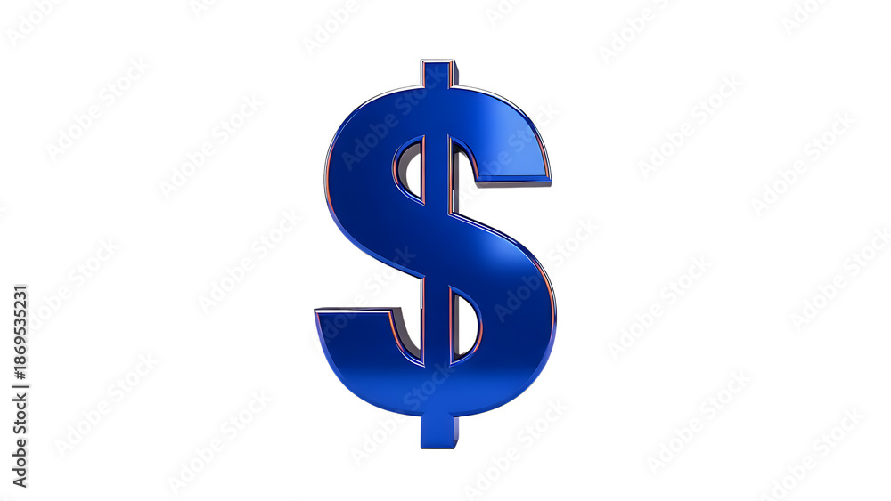 Obraz premium Blue dollar sign on transparent background