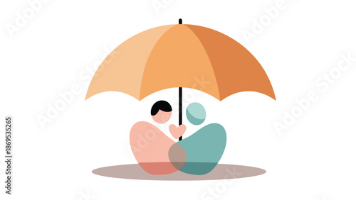 Couple Under Umbrella Protection, Generative AI.