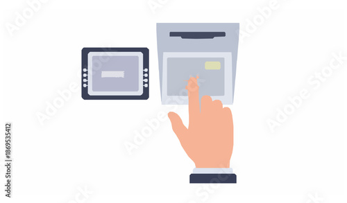 ATM password entry flat vector illustration showing secure banking action