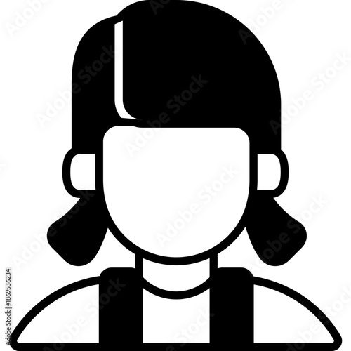 Little Girl Female Child Fill Icon: Kid Character