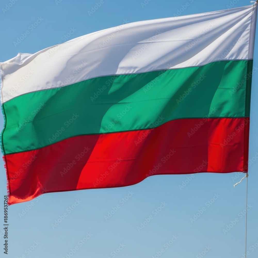 Obraz premium Bulgarian Tricolor Flag Waving Freely