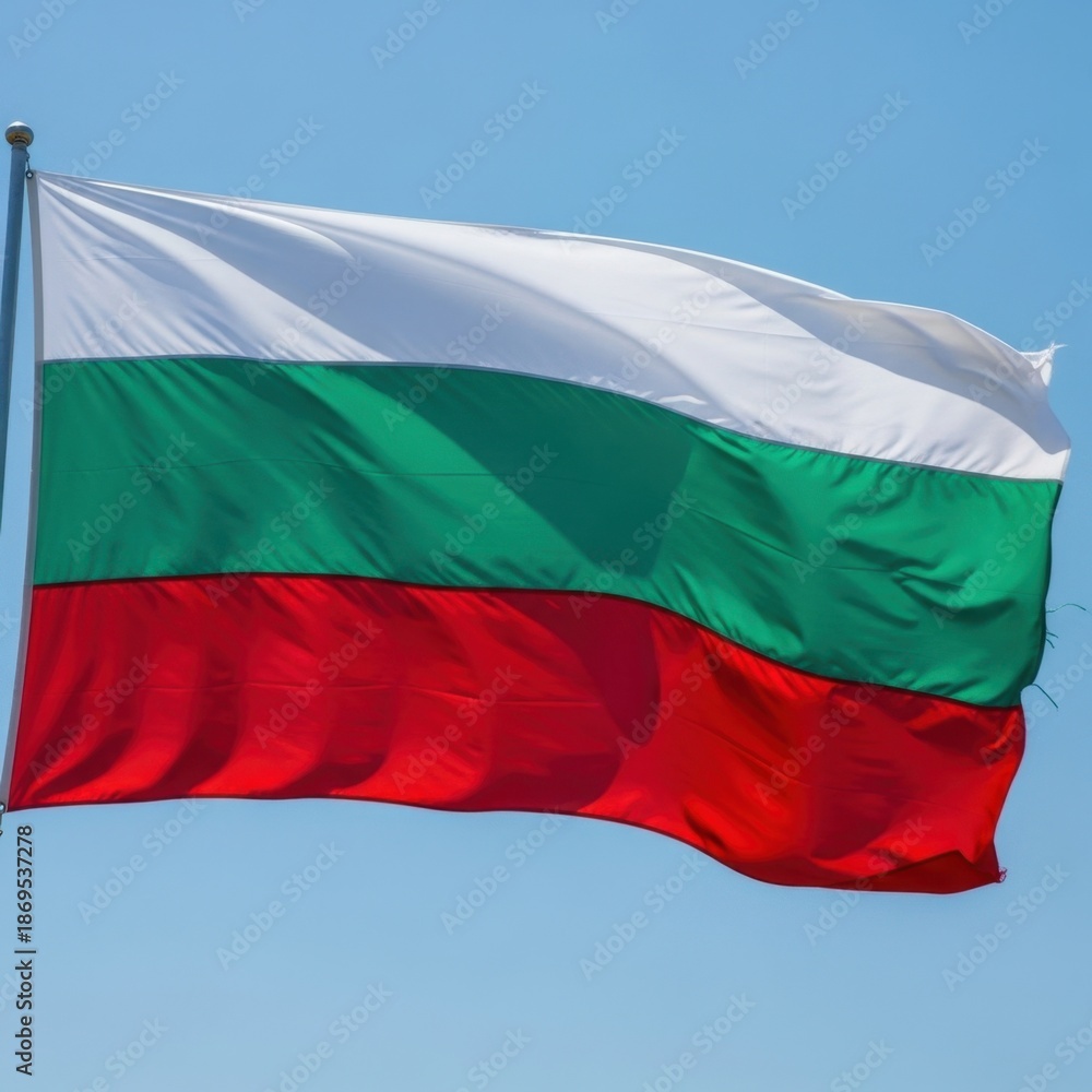 Fototapeta premium Bulgarian Tricolor Flag Waving Freely