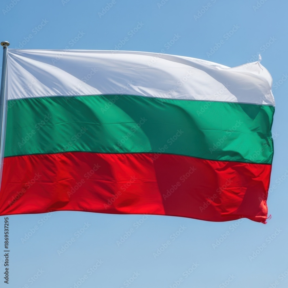 Obraz premium Bulgarian Tricolor Flag Waving Freely
