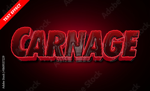 Carnage dark red liquid editable text effect, scary metal glossy 3d text style template