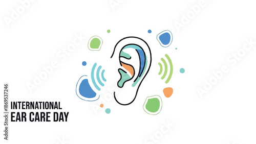 International Ear Care Day illustration with sound waves.