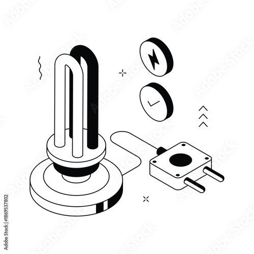 A modern isometric illustration of energy saver, customizable vector
