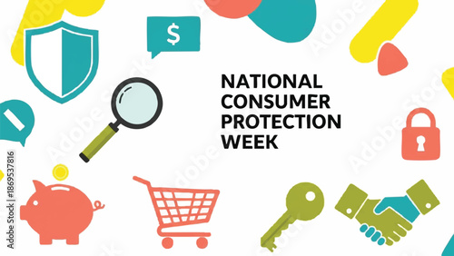National Consumer Protection Week Celebrated with Icons.