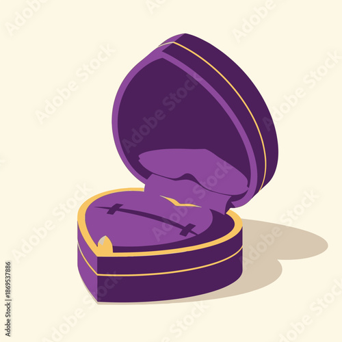 Purple Heart Shaped Jewelry Box with Gold Trim