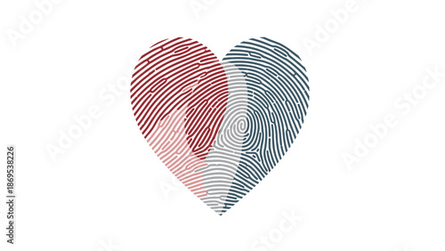 Heart shape formed by two fingerprints merging together symbolizing love and connection, Generative AI.