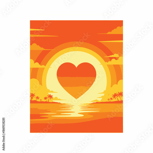 Heart Shaped Sunset over Ocean