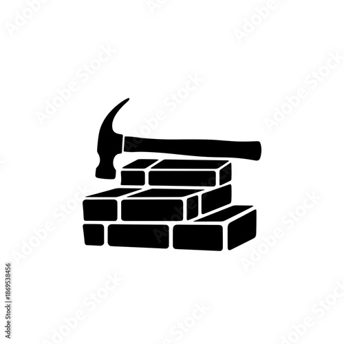 Black Hammer and Bricks Illustration.