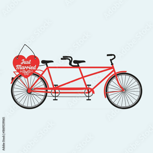 Red Tandem Bicycle with Heart Shaped Sign
