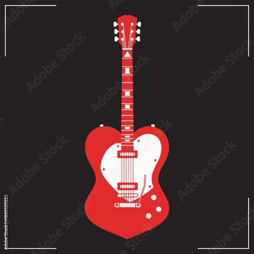 Red Electric Guitar on Black Background