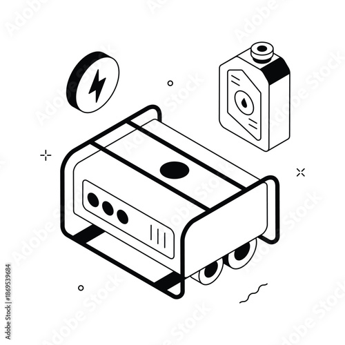 A well designed isometric illustration of power generator for electricity supply