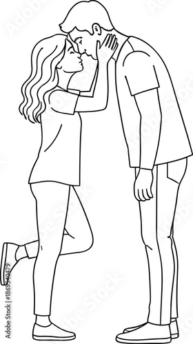 Woman kissing man cheek couple affection