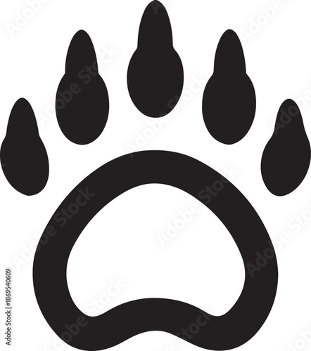 Bear paw print symbol, wild animal track, forest creature footprint, rugged outdoors icon