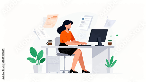 Woman working at office desk