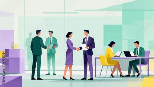 Business meeting handshake in office