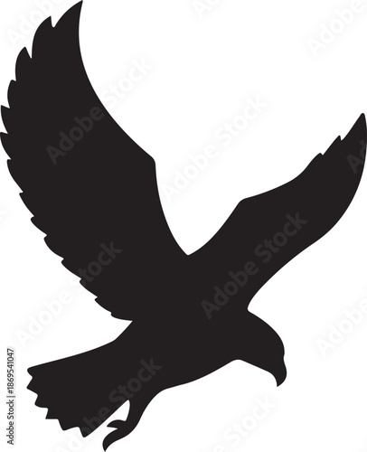 Flying eagle vector silhouette isolated on transparency grid background for your design