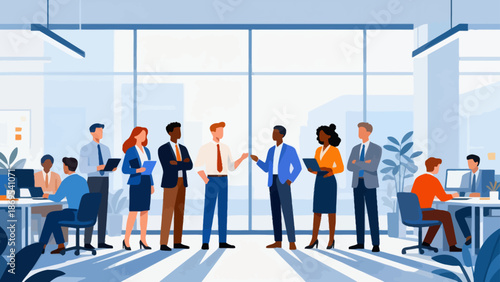 Office workers in a modern workspace