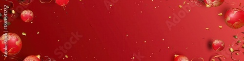 Festive Red Chinese New Year Background with Decorative Lanterns