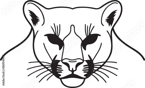 Stunning outline cougar head design element perfect for mascot logo t-shirt print or decal sticker