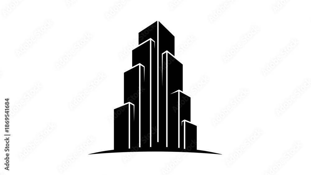 Fototapeta premium Black Modern Skyscraper Icon Design Element.
