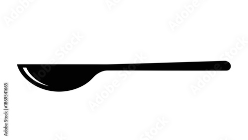 Black Plastic Serving Spoon Isolated on White.