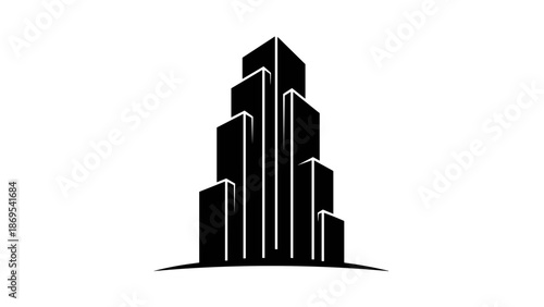 Black Modern Skyscraper Icon Design Element.
