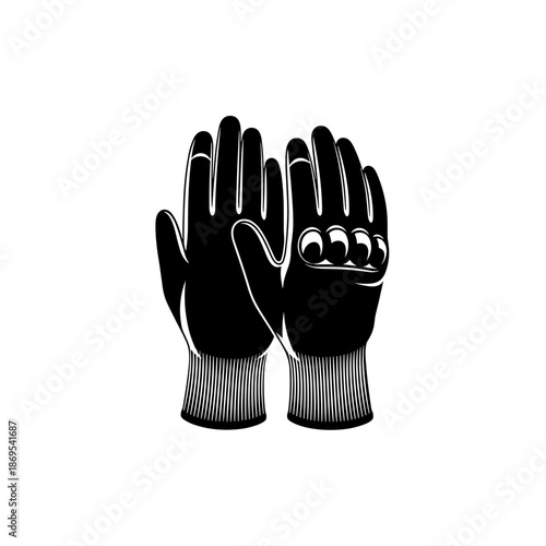 Black Protective Gloves with White Trim.