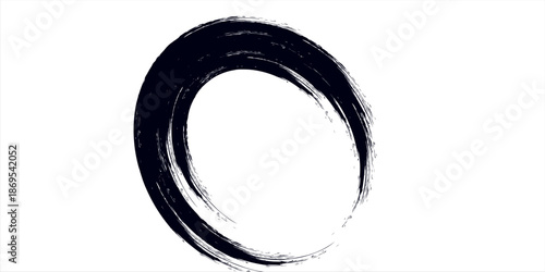 Hand drawn black brush stroke isolated on white background.