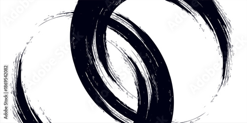 Hand drawn black brush stroke isolated on white background.