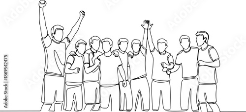 Team of men celebrating success together