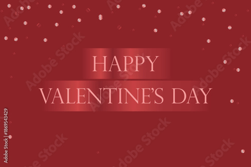 Elegant Valentine’s Day Banner on Deep Red Background with Soft Light Dots