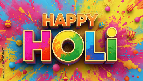 Vibrant holi celebration background with colorful text