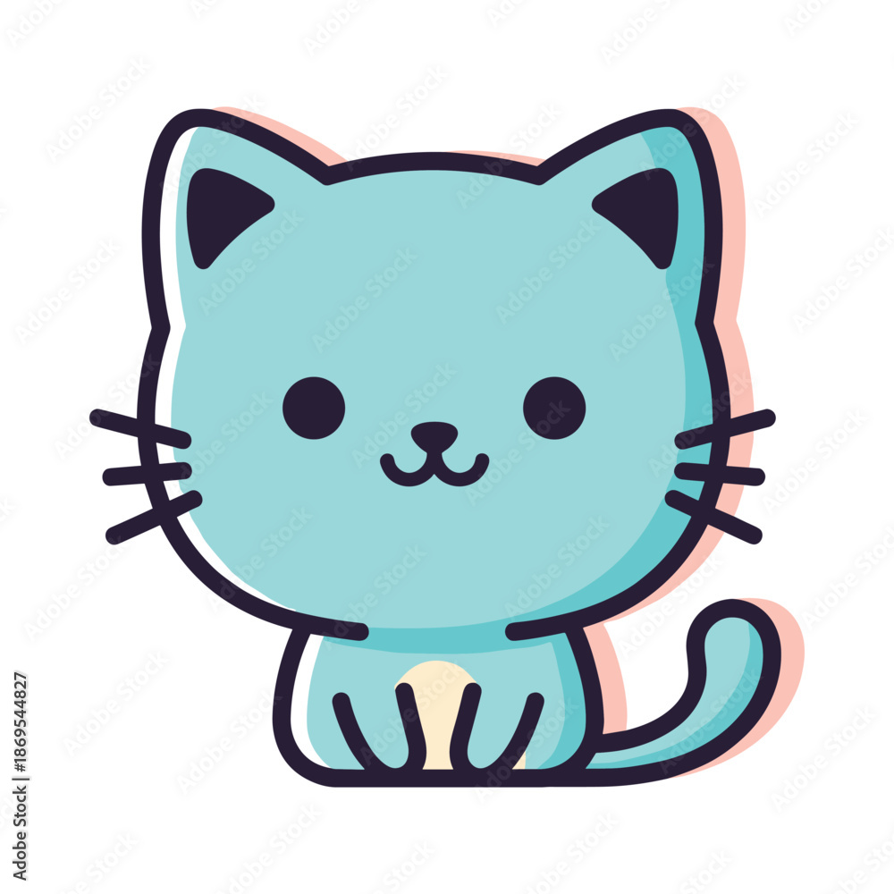 Fototapeta premium Cute Cartoon Cat Illustration