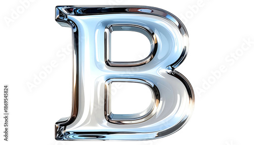 Wallpaper Mural A 3D rendered, shiny silver letter "B" isolated on a pure black background. The reflective surface gleams, highlighting curves Torontodigital.ca