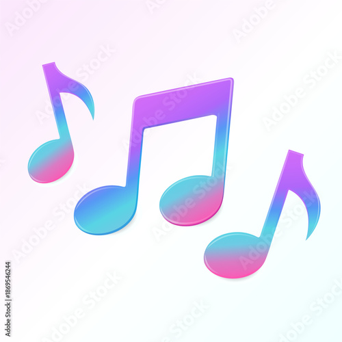 Vibrant Musical Notes Set with Purple and Turquoise Gradient. Modern Minimalist Audio Icons Composition for Music Apps, Branding, Social Media, and Creative Digital Art Design.
