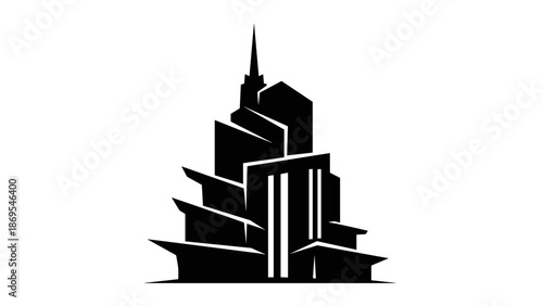 Black Silhouette of Modern Church Building.