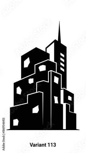 Black Silhouette of Modern City Building 1.