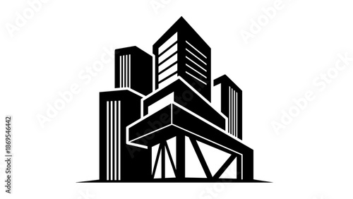 Black Silhouette of Modern City Buildings 2.